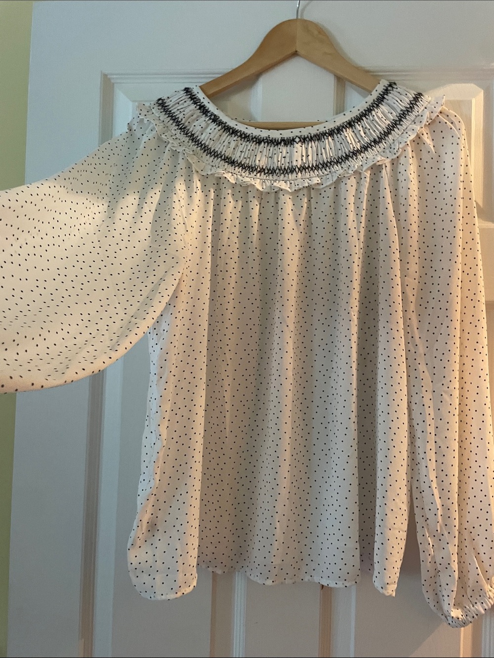 LOFT Cream Polka Dot flowing top